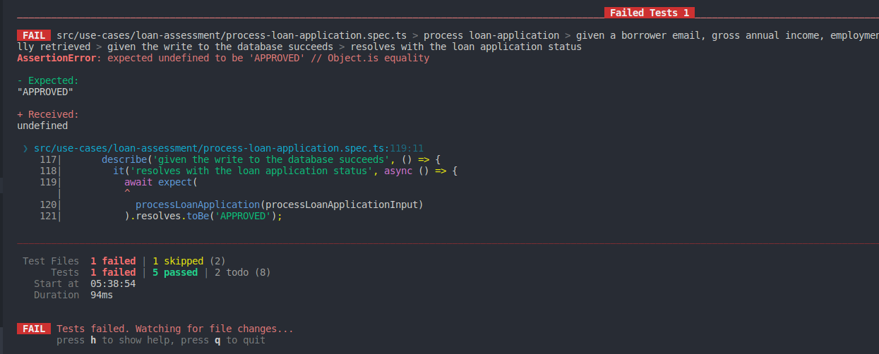 6th Failing `Apply for Loan` unit test