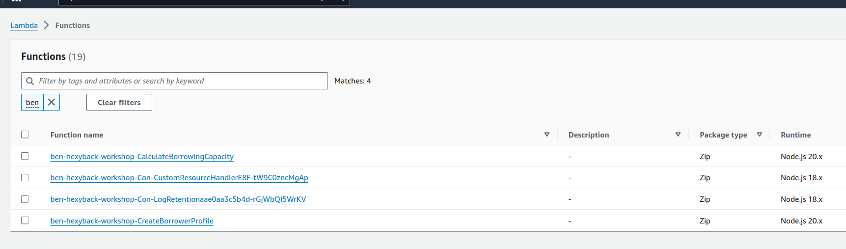 Select `CalculateBorrowingCapacity` lambda on AWS Lambda console