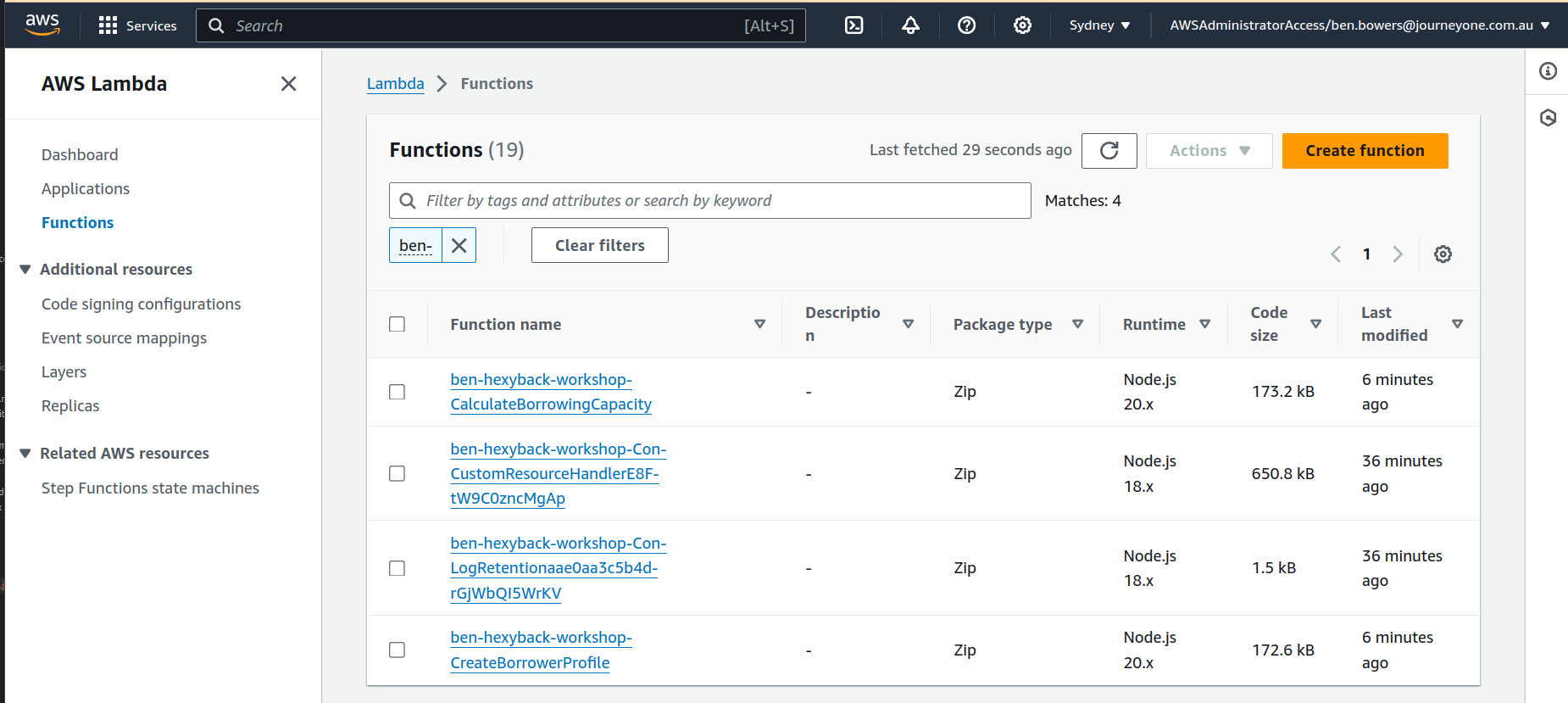 Select `CreateBorrowerProfile` lambda on AWS Lambda console