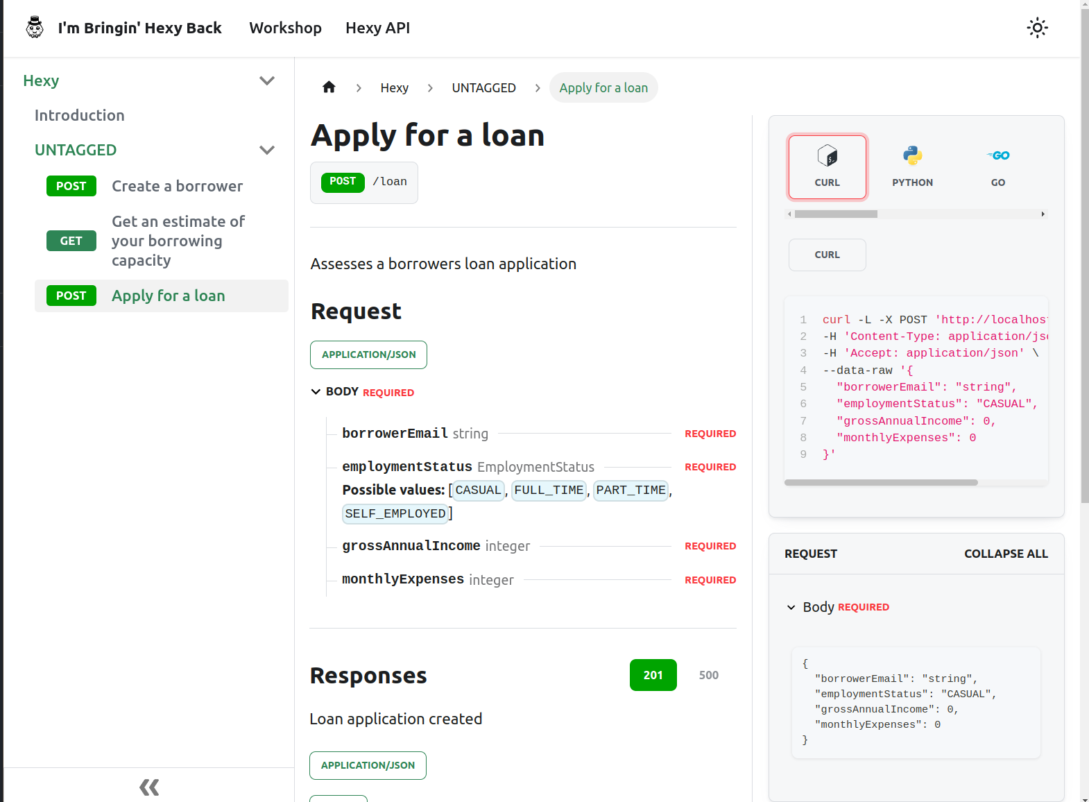 `Apply for Loan` API Endpoint